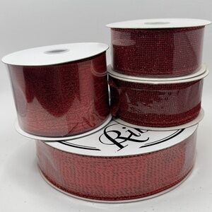 Set of 4 Red Wired Ribbon